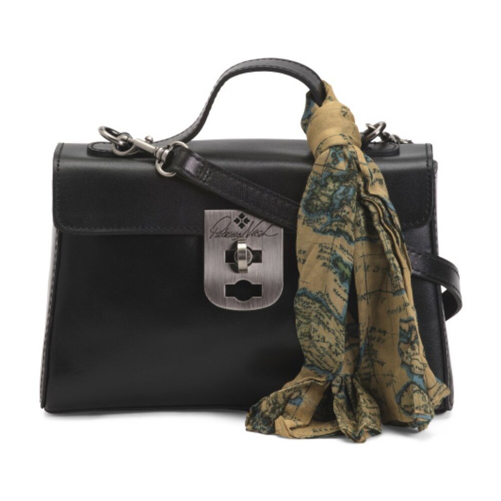 PATRICIA NASH Leather Carisbrooke Twist Lock Closure Satchel